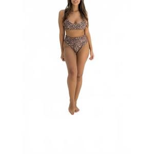 NEW CONSCIOUS saint high waisted bikini bottom in brown leopard